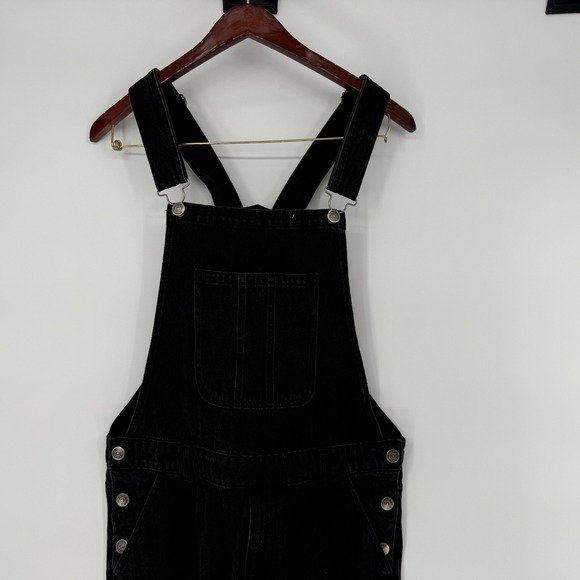 Forever 21 Mens Black Denim Overalls Workwear Carpenter Utility Size 38x32 - Picture 1 of 6